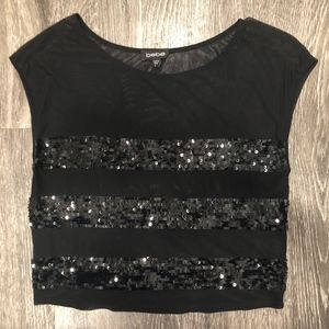 Black Mesh and Sequin Blouse